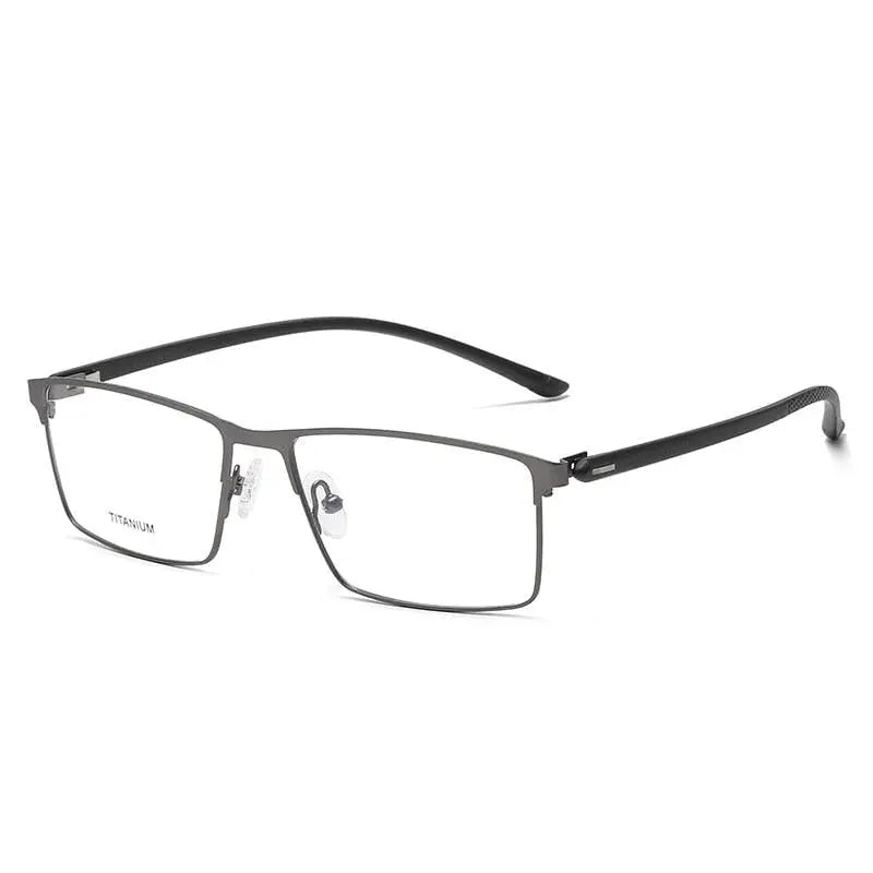 Unisex Square Full Rim Titanium Prescription Glasses P8837 — view 8 | Rx Spectacle