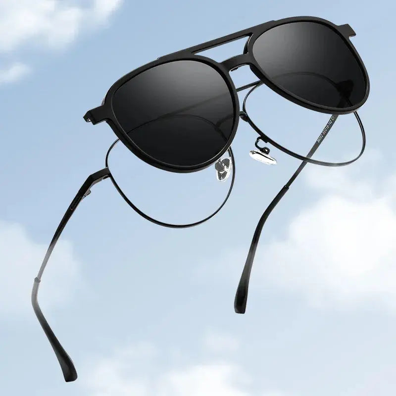 Unisex Oval Full Rim Alloy Double Bridge Clip-On Prescription Glasses 8602 — view 2 | Rx Spectacle
