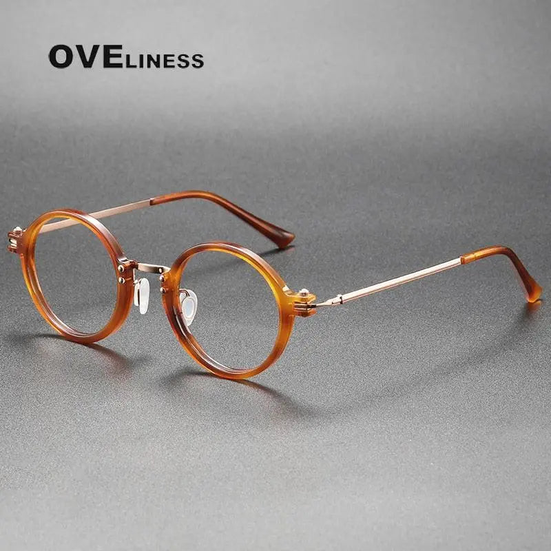 Unisex Round Full Rim Titanium Prescription Glasses 5866 — view 2 | Rx Spectacle