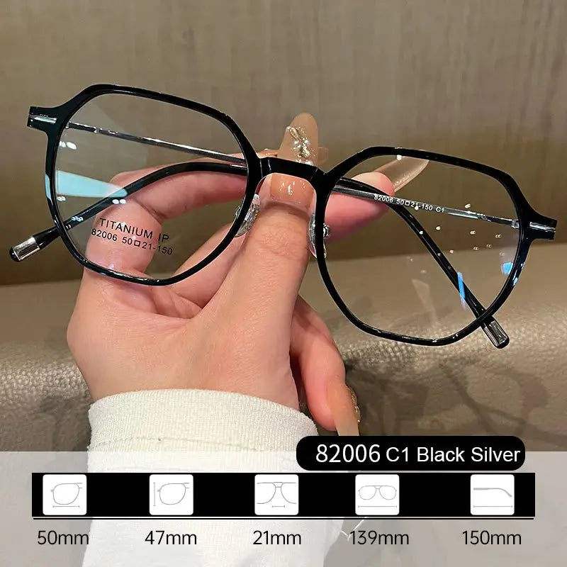 Women's Polygon Full Rim Titanium Flat Top Prescription Glasses 82006 — view 4 | Rx Spectacle