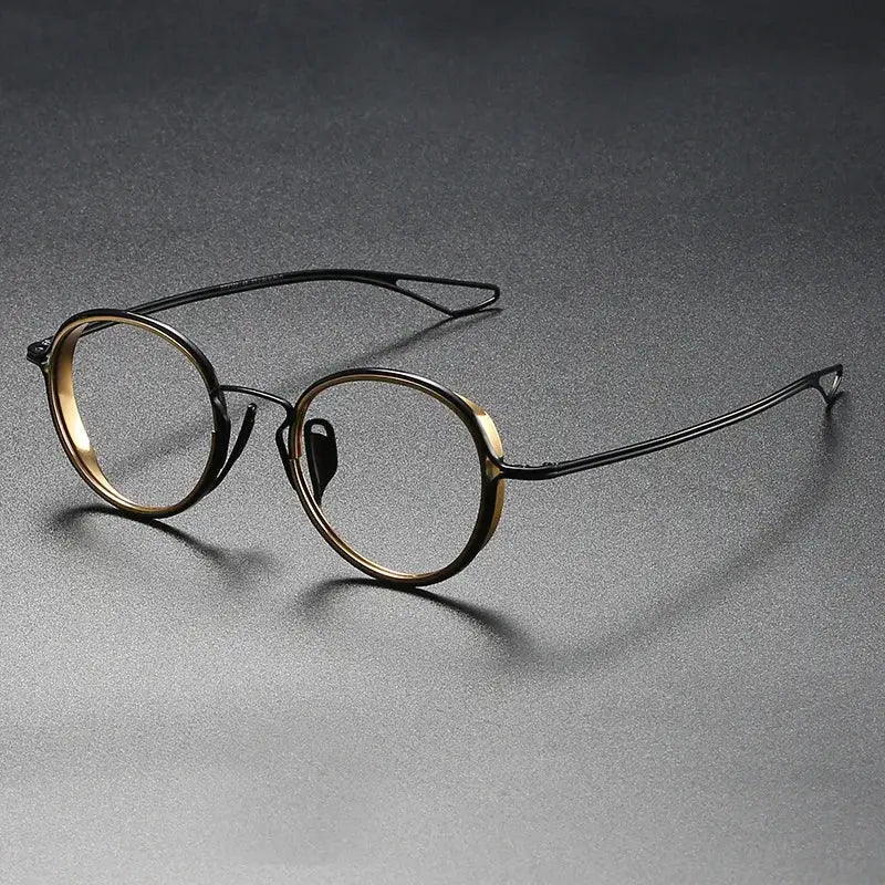 Unisex Round Full Rim Titanium Prescription Glasses 59100 — view 5 | Rx Spectacle