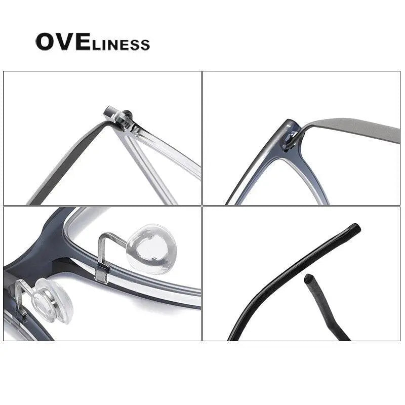 Unisex Square Full Rim Titanium Screwless Prescription Glasses 6505 — view 8 | Rx Spectacle