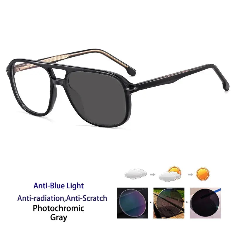 Unisex Square Full Rim Titanium Double Bridge Reading Glasses 821206 — view 8 | Rx Spectacle
