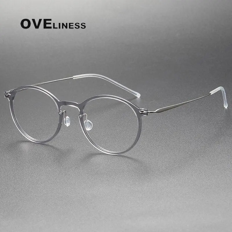 Unisex Round Full Rim Titanium Prescription Glasses 6541 — view 8 | Rx Spectacle