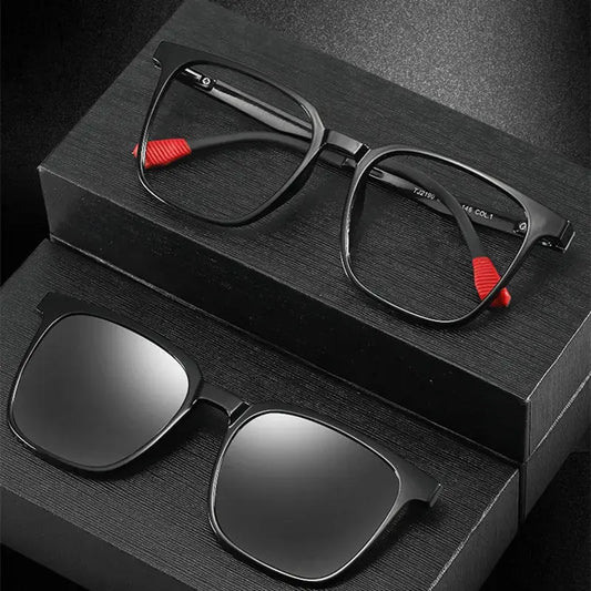 Unisex Square Full Rim Acetate Clip-On Prescription Glasses CX10 — view 1 | Rx Spectacle