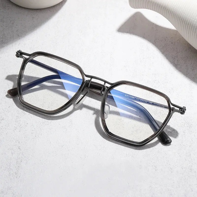Men's Polygon Full Rim Titanium Prescription Glasses 458671 — view 5 | Rx Spectacle