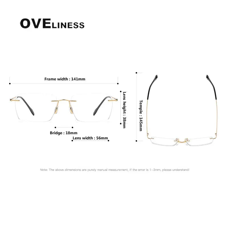 Unisex Square Rimless Titanium Prescription Glasses 380964 — view 2 | Rx Spectacle