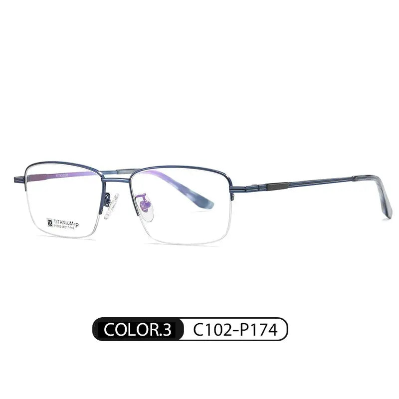 Men's Rectangular Semi-Rimless Titanium Prescription Glasses 902000 — view 5 | Rx Spectacle