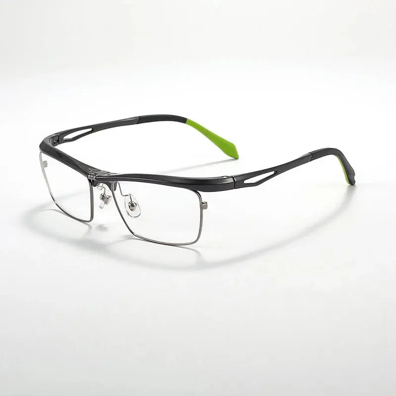 Unisex Square Semi-Rimless Titanium Prescription Glasses 966905 — view 4 | Rx Spectacle
