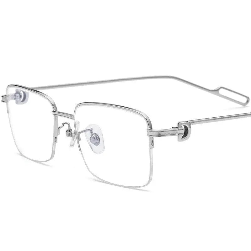 Men's Square Semi-Rimless Titanium Prescription Glasses 150258 — view 3 | Rx Spectacle