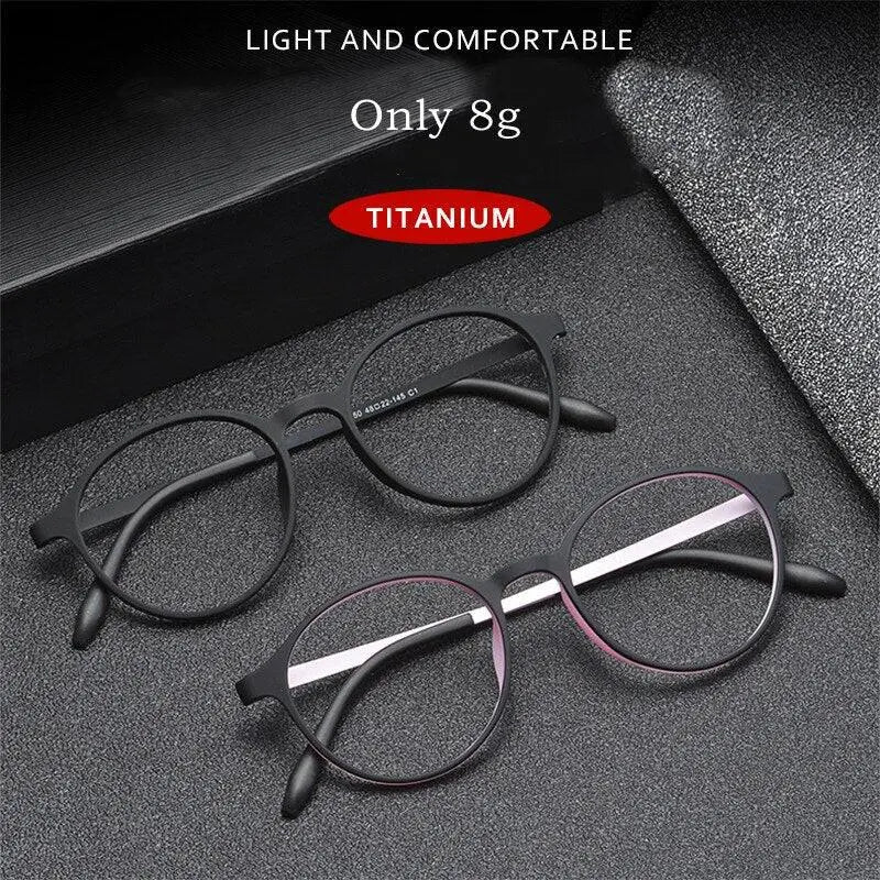 Men's Round Full Rim Titanium Reading Glasses Y305 — view 3 | Rx Spectacle