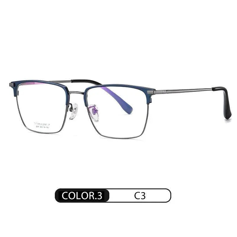 Men's Square Full Rim Titanium Prescription Glasses Yj2037 — view 8 | Rx Spectacle