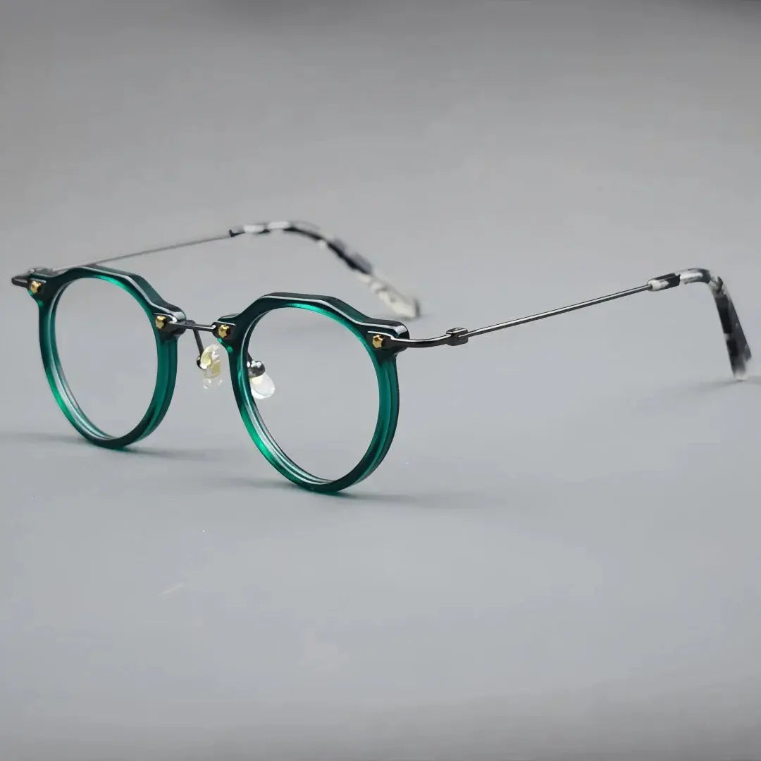 Unisex Round Full Rim Titanium Flat Top Prescription Glasses 721437 — view 5 | Rx Spectacle