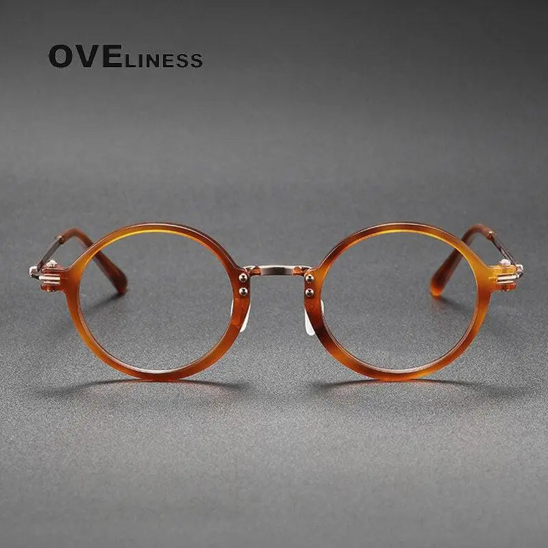 Unisex Round Full Rim Titanium Prescription Glasses 5866 — view 7 | Rx Spectacle