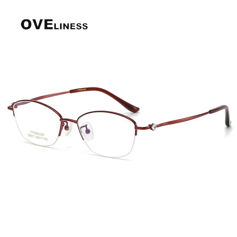 Women's Oval Semi-Rimless Titanium Prescription Glasses 6017 — view 10 | Rx Spectacle