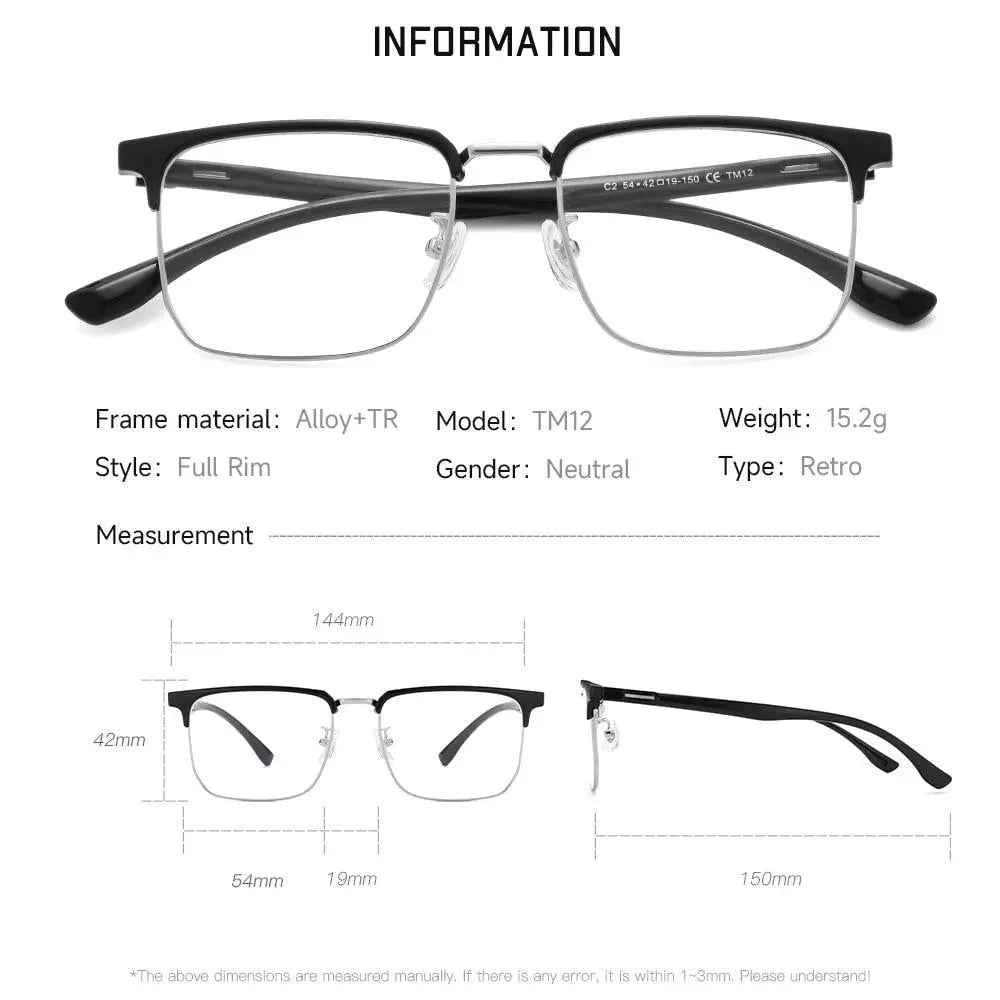 Unisex Square Full Rim TR90 Prescription Glasses Tm12 — view 8 | Rx Spectacle