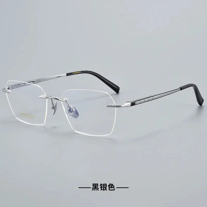 Women's Polygon Rimless Titanium Prescription Glasses 91101 — view 5 | Rx Spectacle