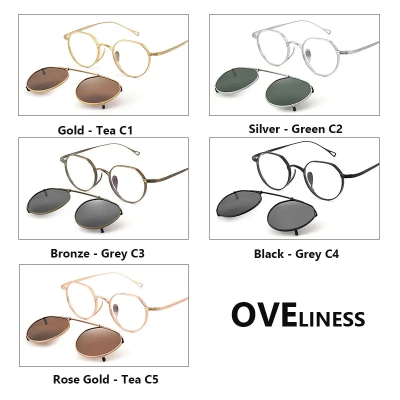 Women's Polygon Full Rim Titanium Clip-On Prescription Glasses 29916 — view 3 | Rx Spectacle