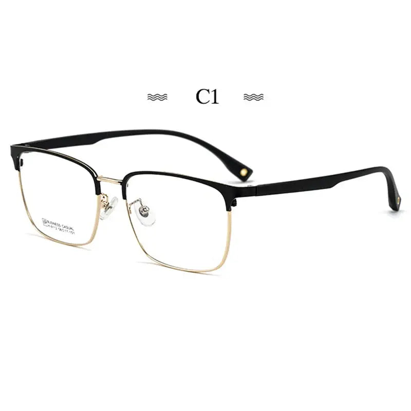 Men's Square Full Rim Titanium Oversized Prescription Glasses 49112 — view 5 | Rx Spectacle