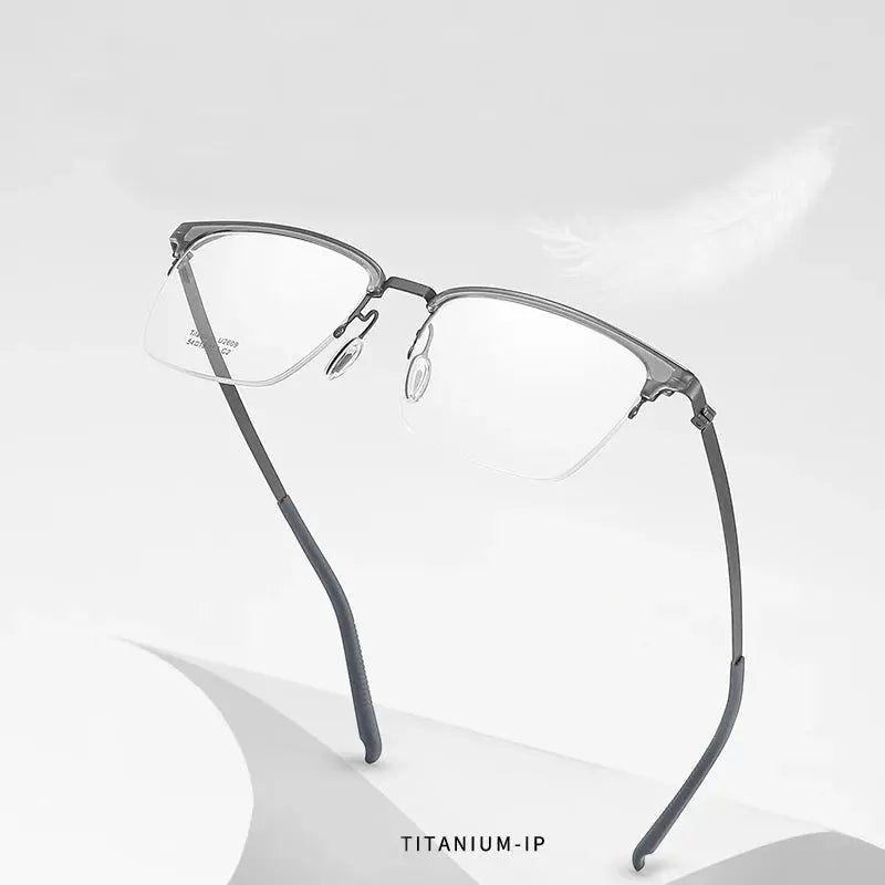Unisex Square Semi-Rimless Titanium Prescription Glasses 2609 — view 15 | Rx Spectacle