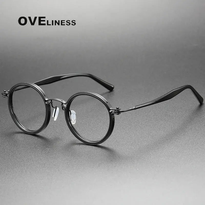 Unisex Round Full Rim Titanium Prescription Glasses 395862 — view 4 | Rx Spectacle