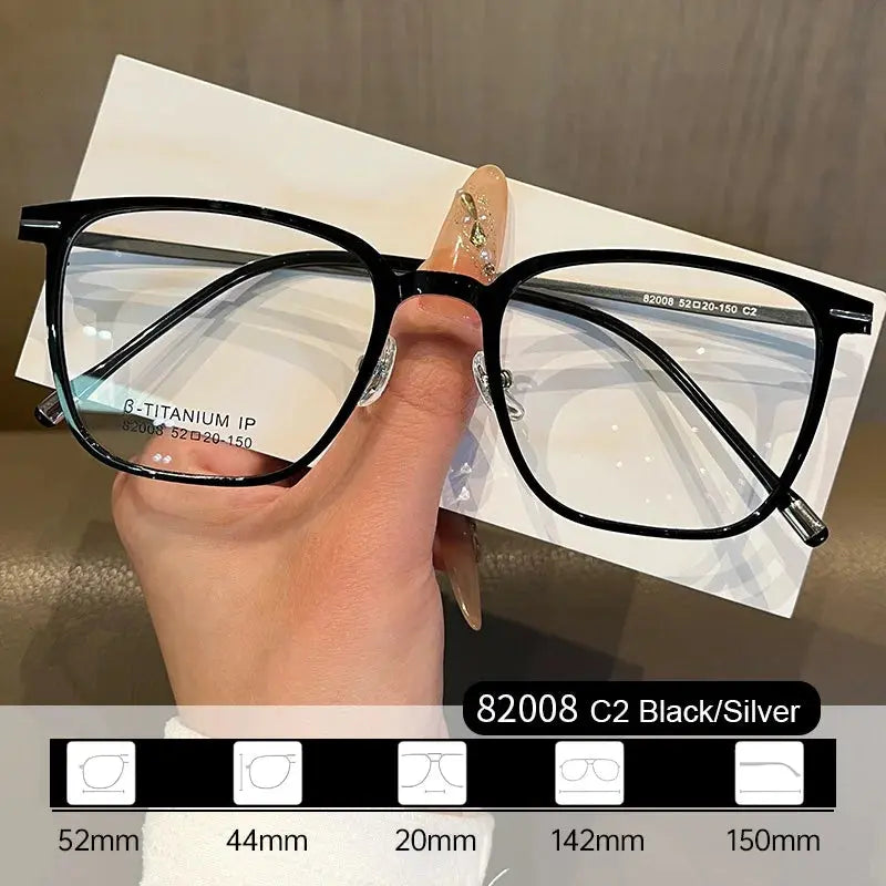 Women's Square Full Rim Titanium Prescription Glasses 82008 — view 4 | Rx Spectacle