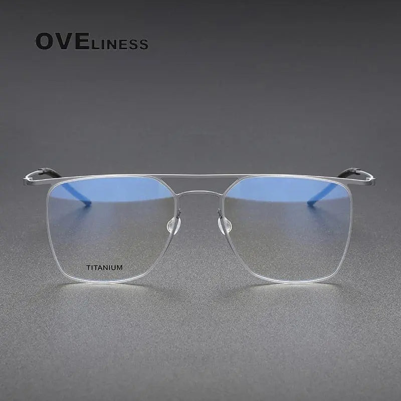 Men's Square Full Rim Titanium Double Bridge Prescription Glasses 5502 — view 8 | Rx Spectacle