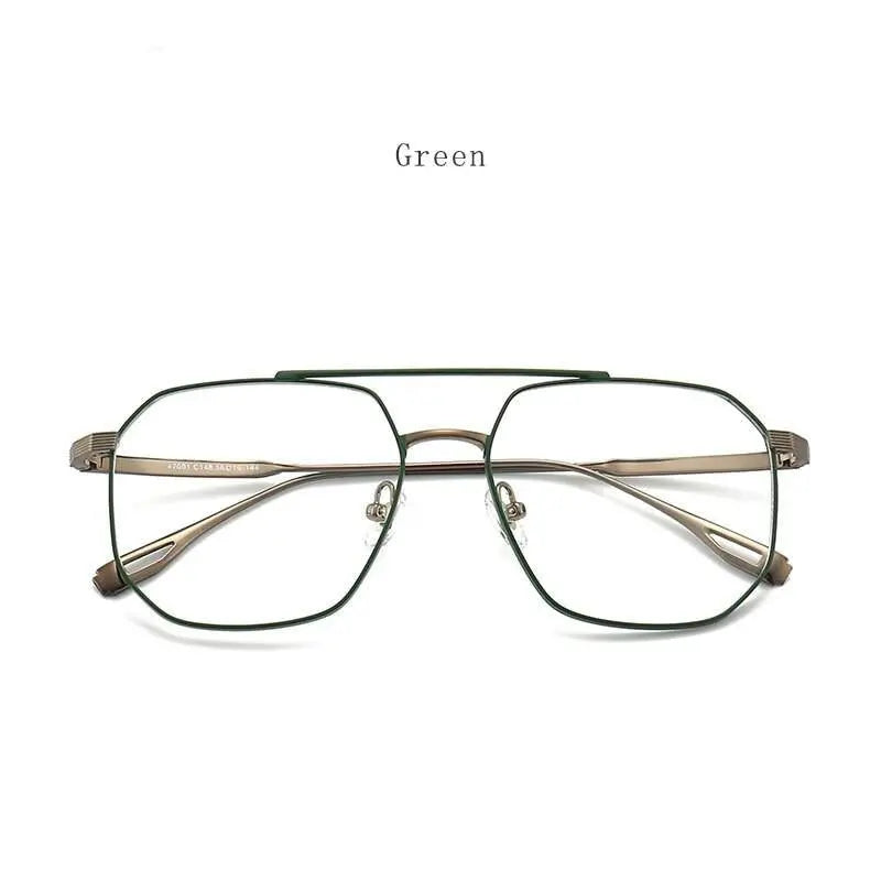 Men's Square Full Rim Titanium Double Bridge Prescription Glasses 47002 — view 2 | Rx Spectacle