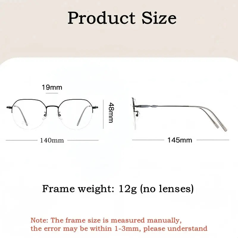 Unisex Polygon Semi-Rimless Alloy Flat Top Prescription Glasses 636389 — view 2 | Rx Spectacle