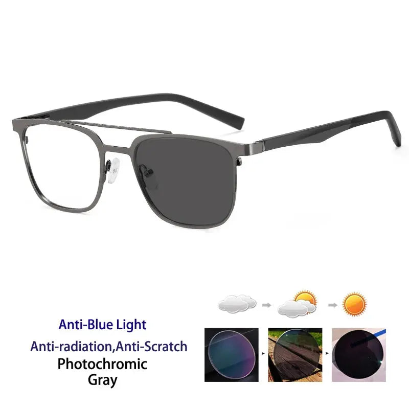 Women's Square Full Rim Alloy Double Bridge Reading Glasses 91362 — view 12 | Rx Spectacle