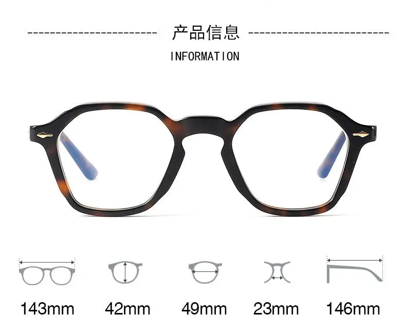 Unisex Polygon Full Rim Acetate Flat Top Prescription Glasses 49602 — view 2 | Rx Spectacle
