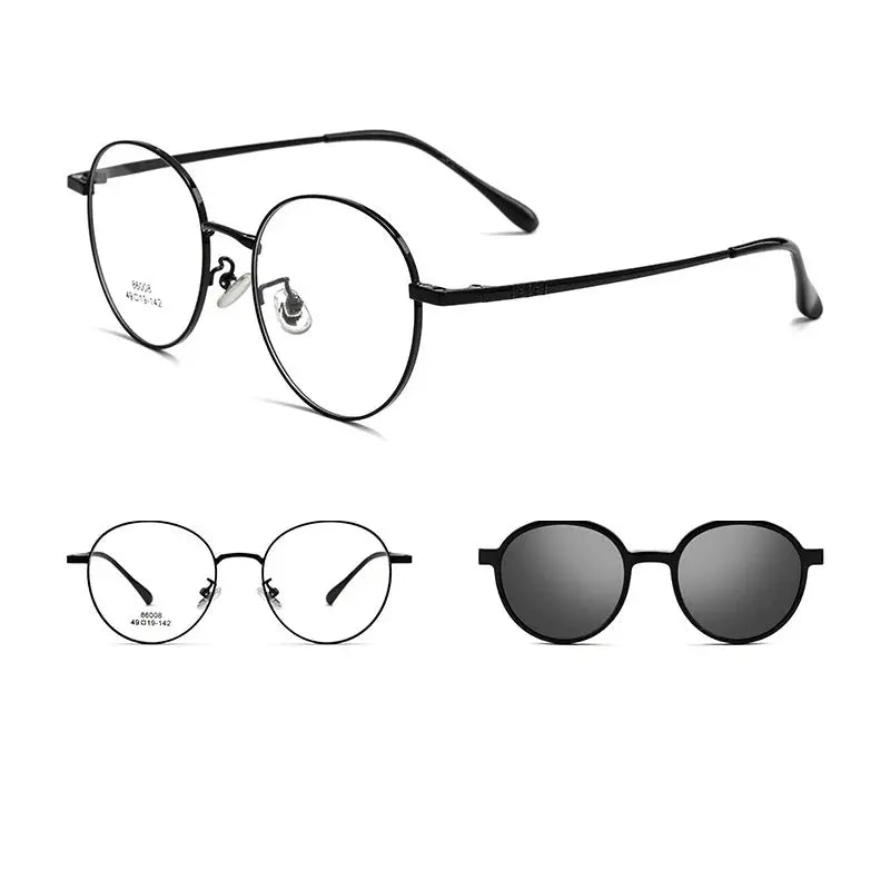 Women's Round Full Rim Alloy Clip-On Prescription Glasses 8608 — view 6 | Rx Spectacle