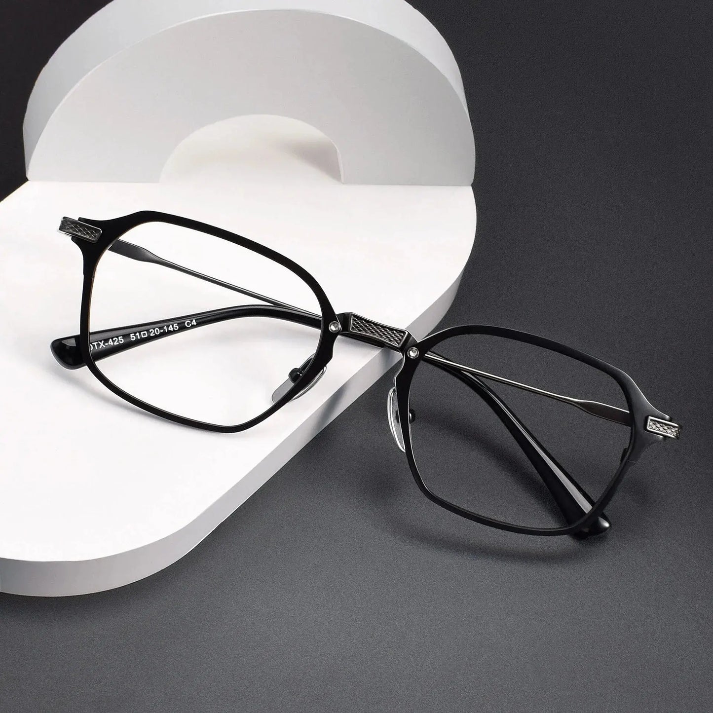Unisex Square Full Rim Titanium Flat Top Prescription Glasses 63425 — view 1 | Rx Spectacle