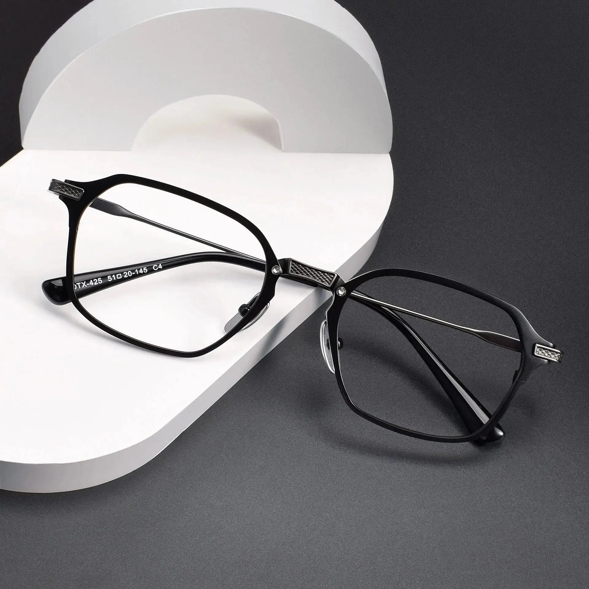 Unisex Square Full Rim Titanium Flat Top Prescription Glasses 63425 — view 1 | Rx Spectacle
