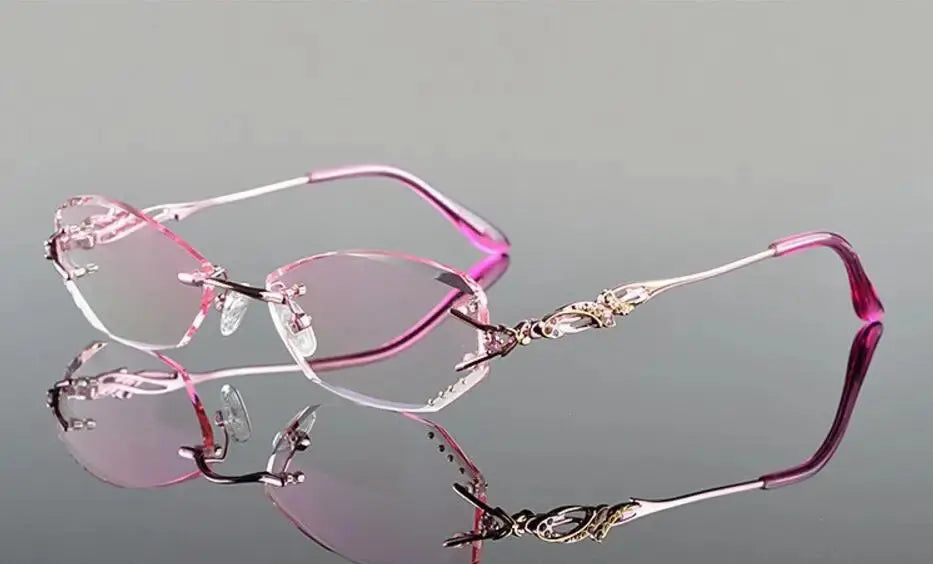 Women's Oval Rimless Titanium Prescription Glasses 28036 — view 3 | Rx Spectacle