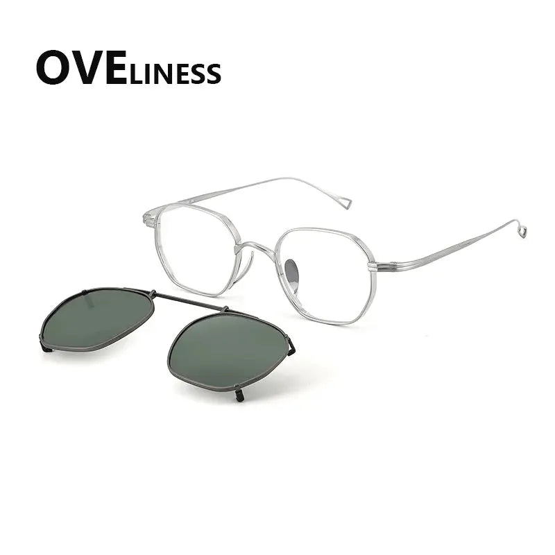 Women's Square Full Rim Titanium Clip-On Prescription Glasses — view 6 | Rx Spectacle