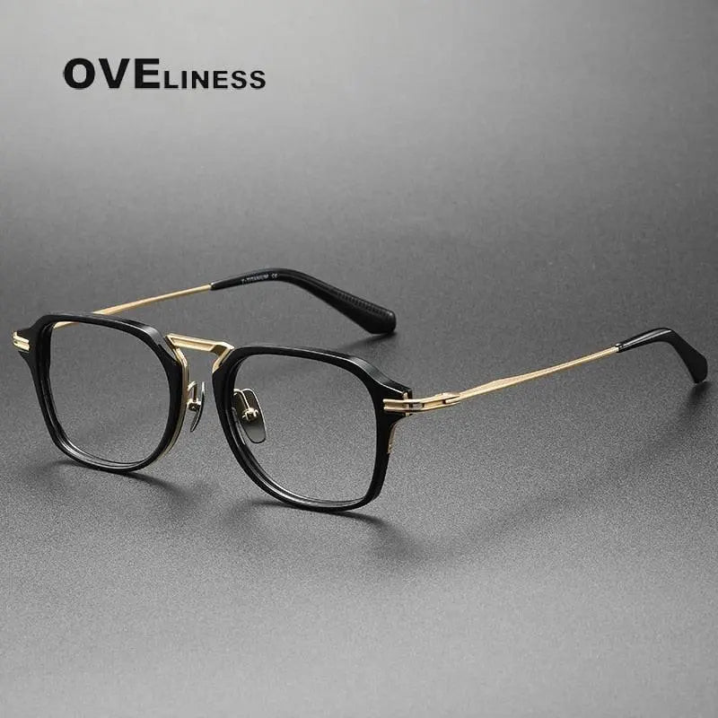 Unisex Square Full Rim Titanium Prescription Glasses Dtx413 — view 2 | Rx Spectacle