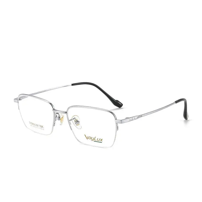 Women's Polygon Semi-Rimless Titanium Flat Top Prescription Glasses 689500 — view 3 | Rx Spectacle