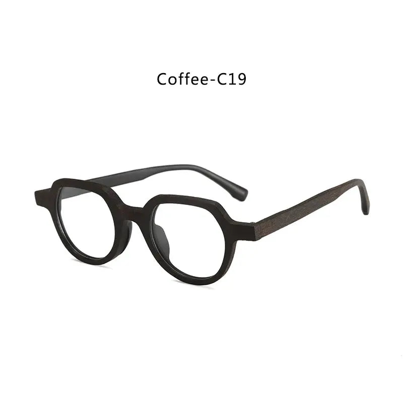 Unisex Round Full Rim Wood Flat Top Prescription Glasses 2311 — view 11 | Rx Spectacle