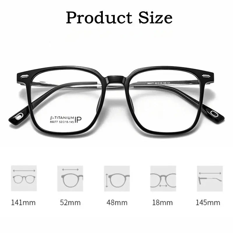 Unisex Square Full Rim Titanium Prescription Glasses 86077 — view 2 | Rx Spectacle