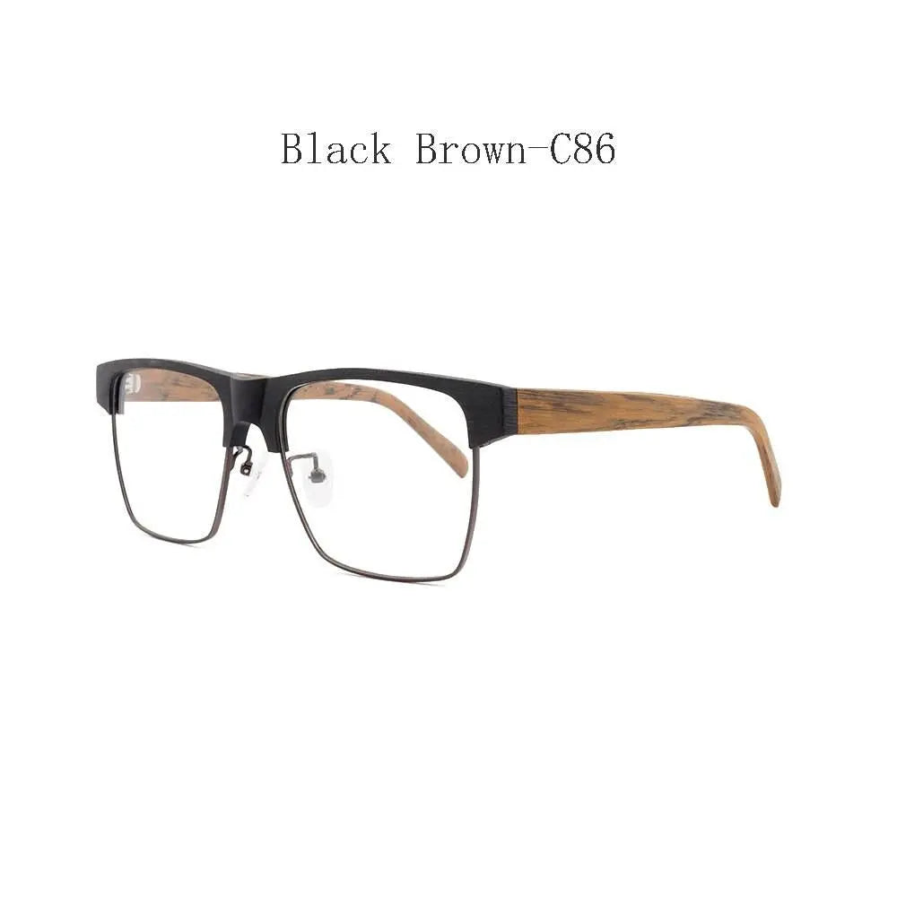 Men's Square Full Rim Wood Prescription Glasses 6252 — view 3 | Rx Spectacle