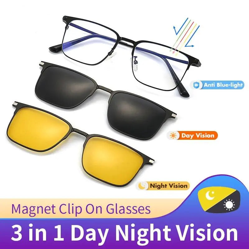 Unisex Square Full Rim Alloy Clip-On Prescription Glasses 7012 — view 8 | Rx Spectacle