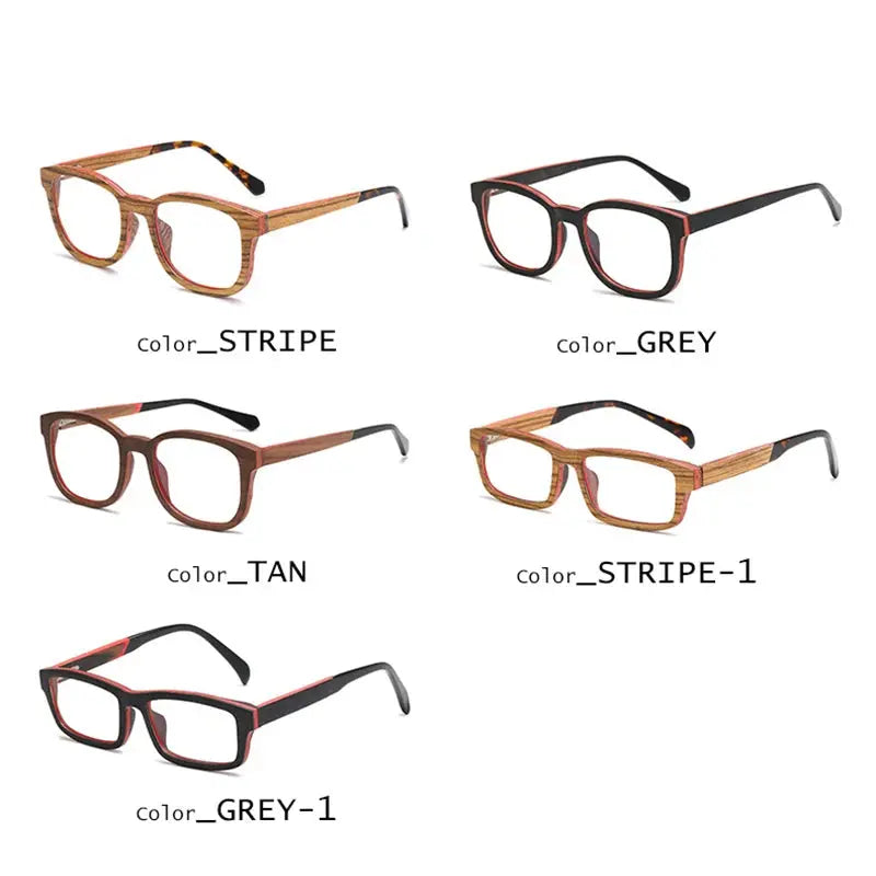Men's Square Full Rim Wood Prescription Glasses 5636 — view 2 | Rx Spectacle