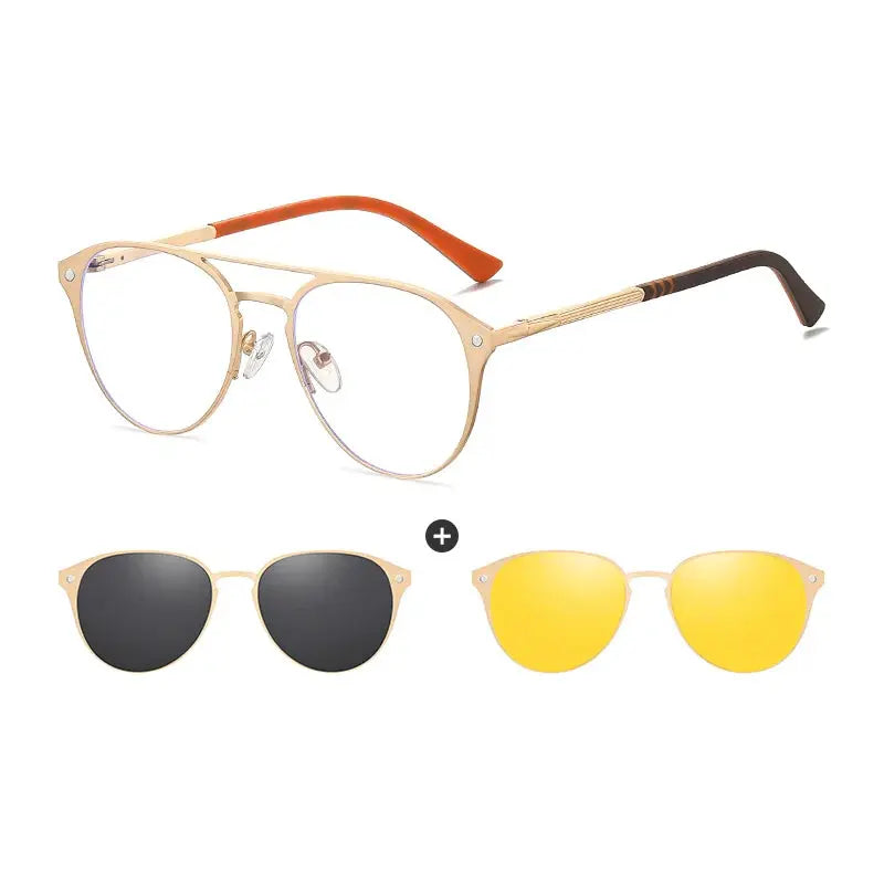 Unisex Round Full Rim Stainless Steel Prescription Glasses 760749 — view 4 | Rx Spectacle