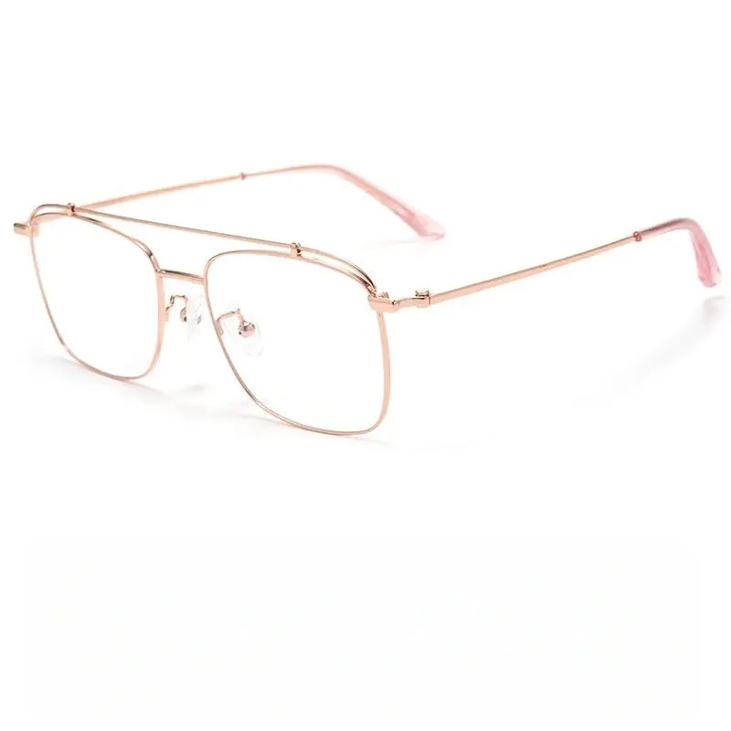 Women's Square Full Rim Titanium Double Bridge Prescription Glasses 76007 — view 3 | Rx Spectacle