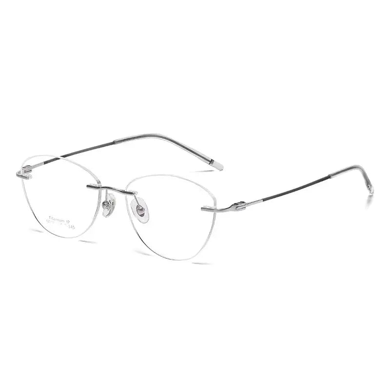 Women's Cat Eye Rimless Titanium Prescription Glasses 366076 — view 6 | Rx Spectacle
