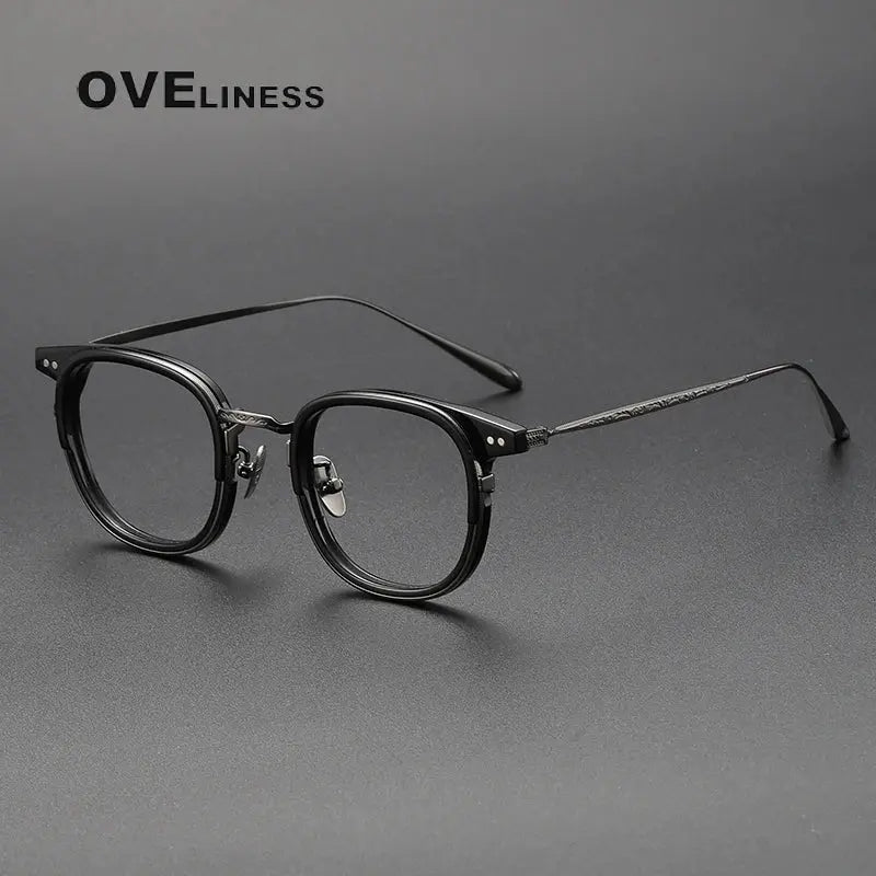 Unisex Square Full Rim Titanium Prescription Glasses Og001 — view 8 | Rx Spectacle