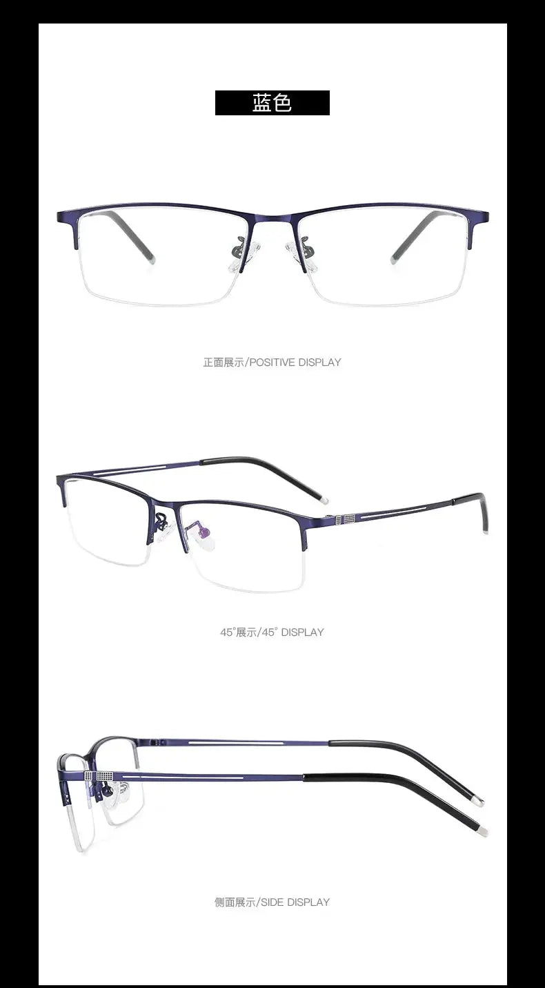 Men's Square Semi-Rimless Alloy Prescription Glasses 990070 — view 11 | Rx Spectacle