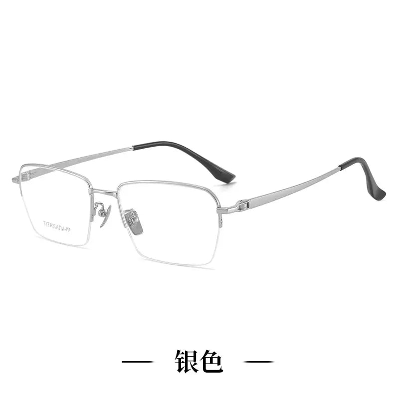 Unisex Polygon Semi-Rimless Titanium Prescription Glasses 81304 — view 3 | Rx Spectacle