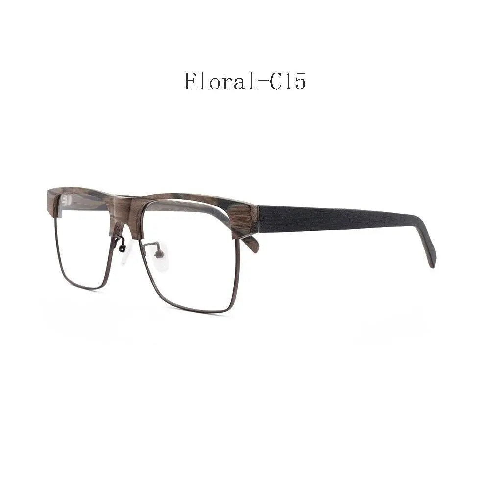 Men's Square Full Rim Wood Prescription Glasses 6252 — view 2 | Rx Spectacle